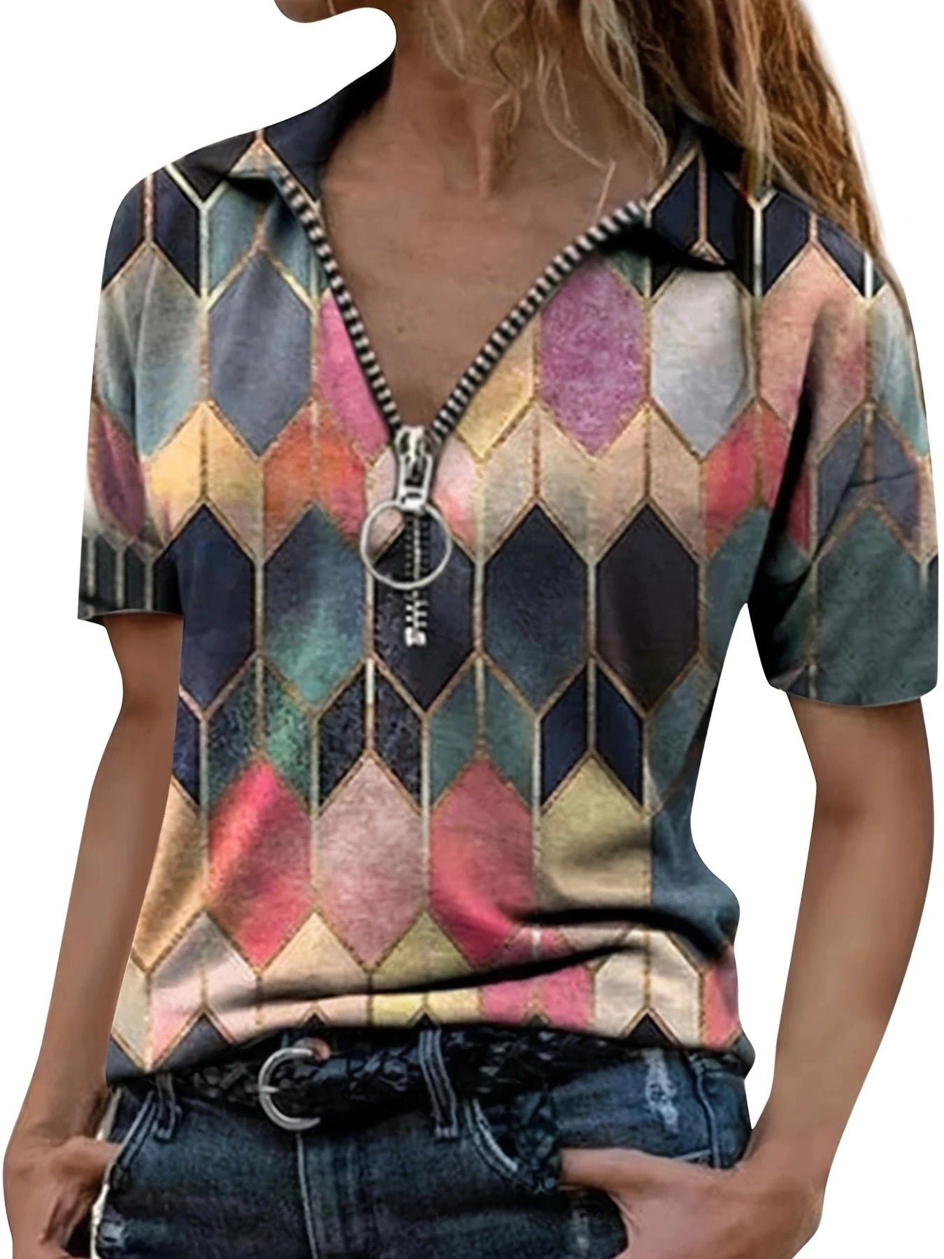 Camisa polo feminina versátil para todas as estações