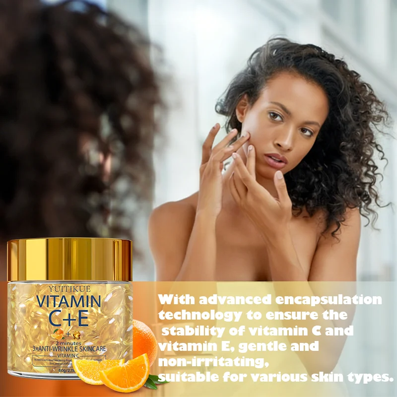 Cápsulas Anti-Rugas YUITIKUE Vitamina C + E | Efeito 2 Minutos 60g