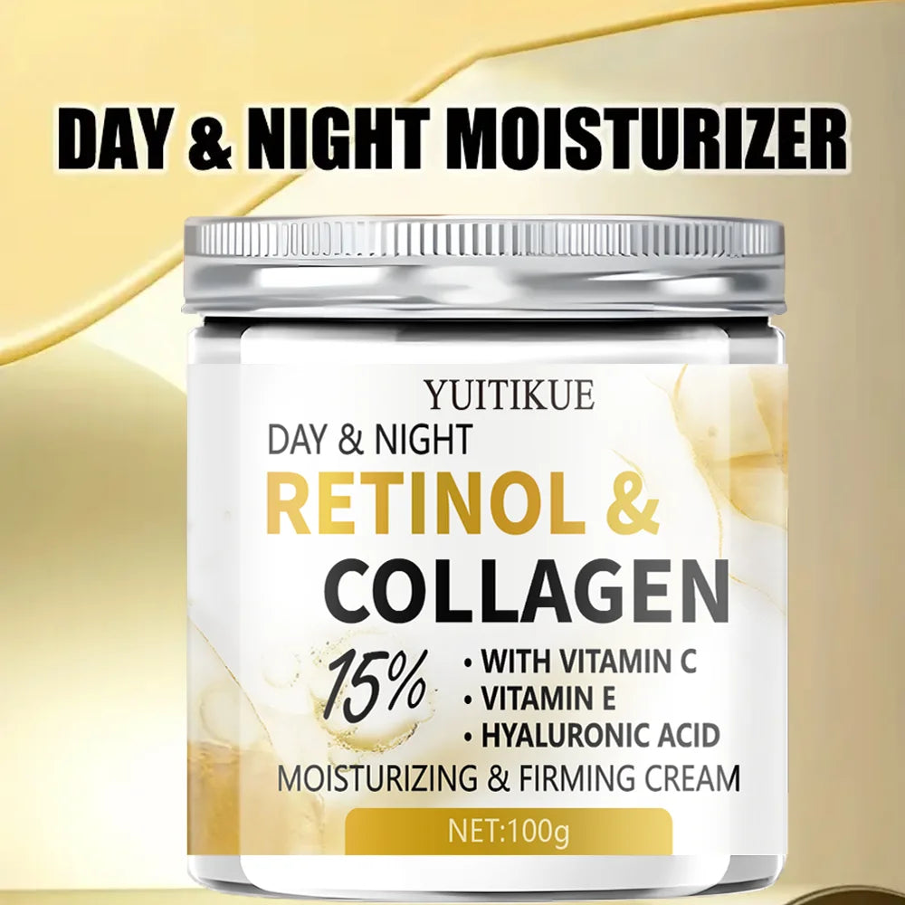 Creme Facial YUITIKUE Dia e Noite Colágeno Retinol 15% 100g – Efeito Lift, Firmeza e Antisinais com Ácido Hialurônico e Vitamina C/E
