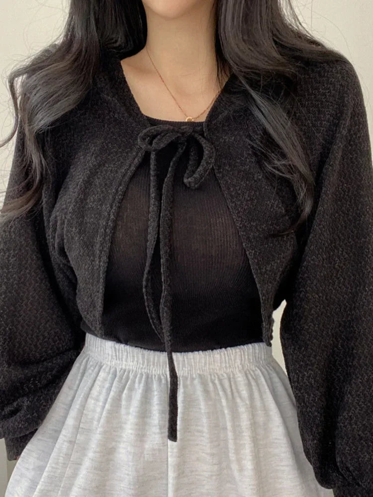 Cardigan Feminino de Renda Estilo Coreano – Manga Lanterna e Proteção Solar